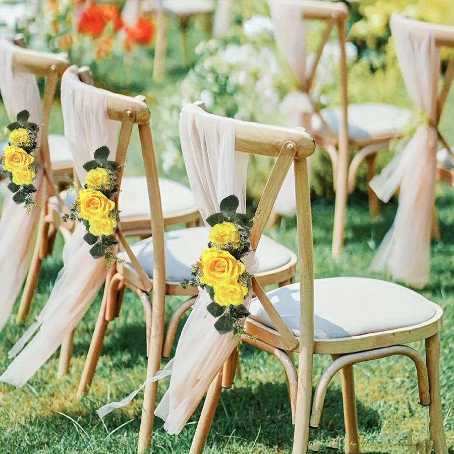 2 шт. Уличные Имитация Розы Многоцветные Цветы для Спинки Стула Арка Угловой Цветок