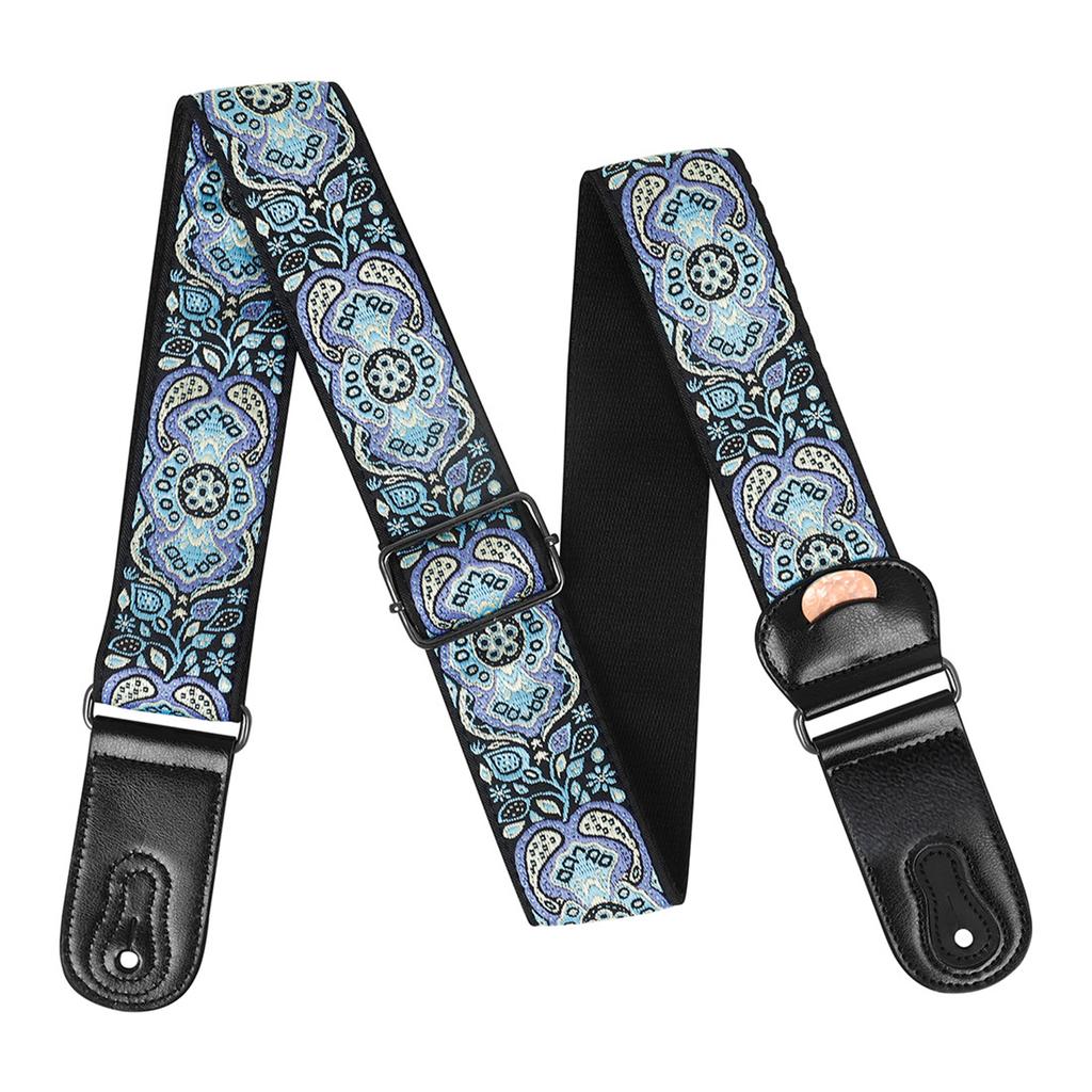Cotton Guitar Straps with Pick Pocket National Style Guitar Strap Adjustable Shoulder Strap Belt Guitar Accessories