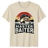 Мастер Бейтер Забавная Рыбалка Большеротый Окунь Ретро Графическая Футболка
