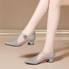 Women Lady Cute Pumps Fashion Sweet Mesh Breathable Spring & Summer Square Heel Shoes