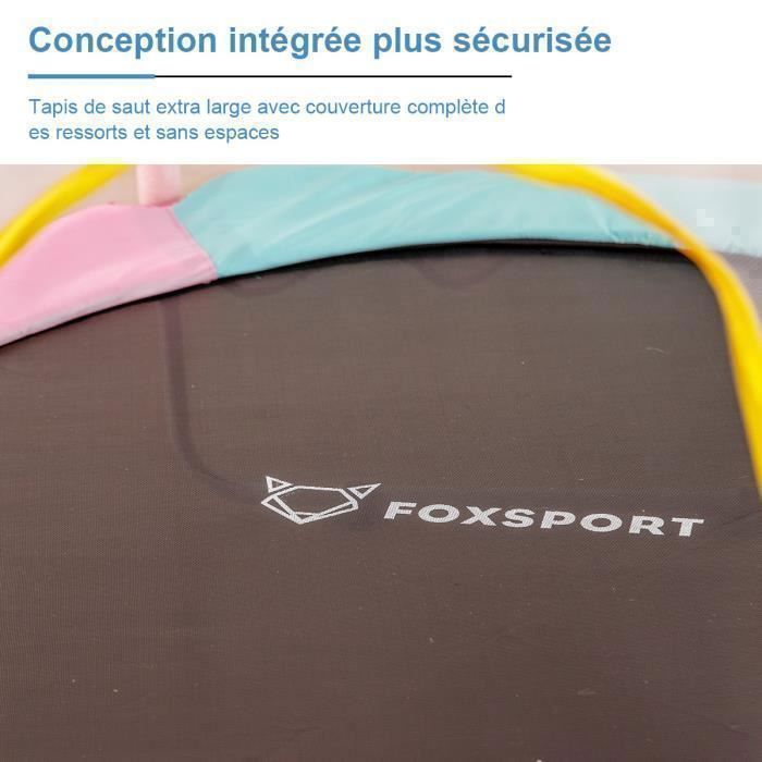 FOXSPORT Trampoline pour enfants,150×150×110cm,Équipé d'un panier et de balles en plastique,Coussin rebondissant –charge 100 kg-Rose