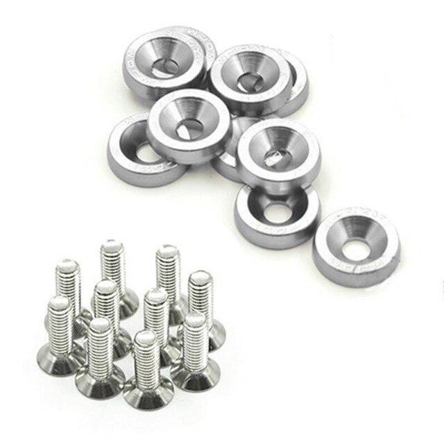 10pcs Car Modified Hex Fasteners Fender Washer Bumper Engine Concave Screws Aluminum Fender Washers and M6 Bolt