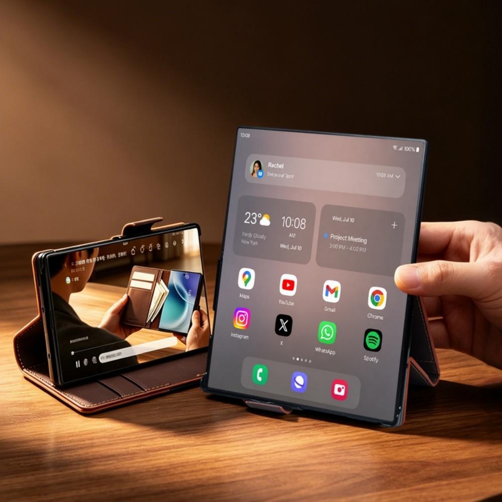 Для Samsung Galaxy Z Fold8 Fold 8 Ultra NAPPA Натуральная Кожа Магнитный Флип-кейс с Magsafe Бизнес Коровья Кожа Чехол для Fold8