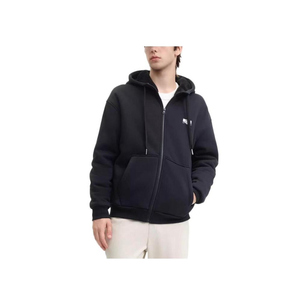 Fila Оригинальная модная повседневная свободная флисовая куртка-толстовка на молнии с длинным рукавом для мужчин, черная F51M449502F-BK