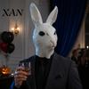 Eco-friendly Soft Latex Masque Rabbit Head for Adults, Realistic Bunny Hood, Versatile Costume All Ages Halloween Animal Carnival Cosplay Party