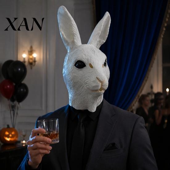 Eco-friendly Soft Latex Masque Rabbit Head for Adults, Realistic Bunny Hood, Versatile Costume All Ages Halloween Animal Carnival Cosplay Party