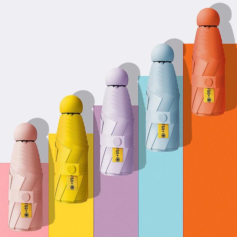 Women's UV-Resistant Dual-Use Capsule Umbrella Five-Fold Compact Design for Fashion And Sun Protection