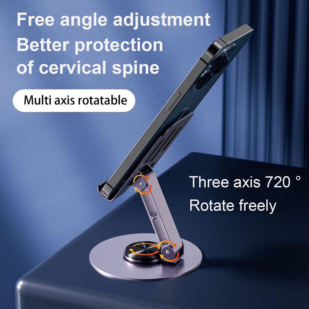 Full Metal Rotating Mobile Phone Stand, Foldable Desktop Stand, Live Streaming And Lazy Watching Stand