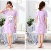 Summer Nightdress Female Cute Sweet Print Short-sleeved Girl Loose Comfortable Soft Mid-length Plus Size Nightdress Ladies Home