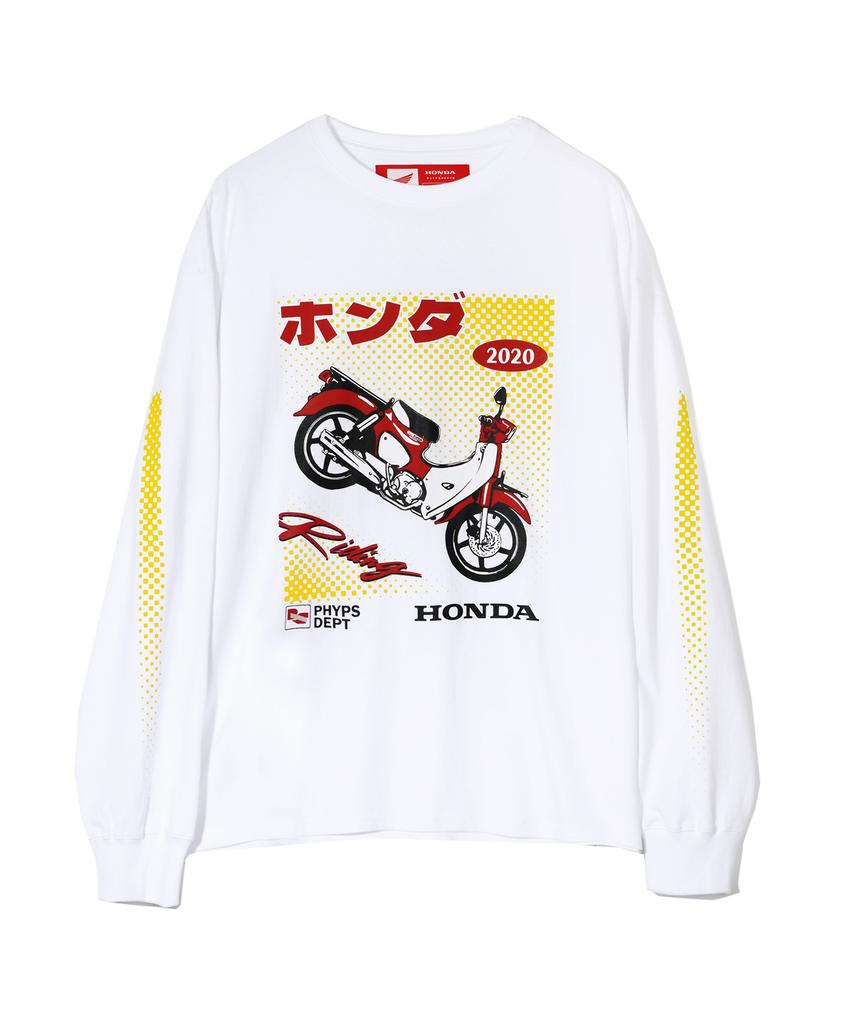 PHYPS МОТОЦИКЛ Honda Аниме Super Cub С длинным рукавом Белый