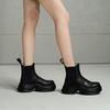 Runaway Not Tired Comfortable Sports Thick-soled Cowhide Chelsea Boots 2025 Winter Muffin Middle Heel Round Head Leather Short Boots Women