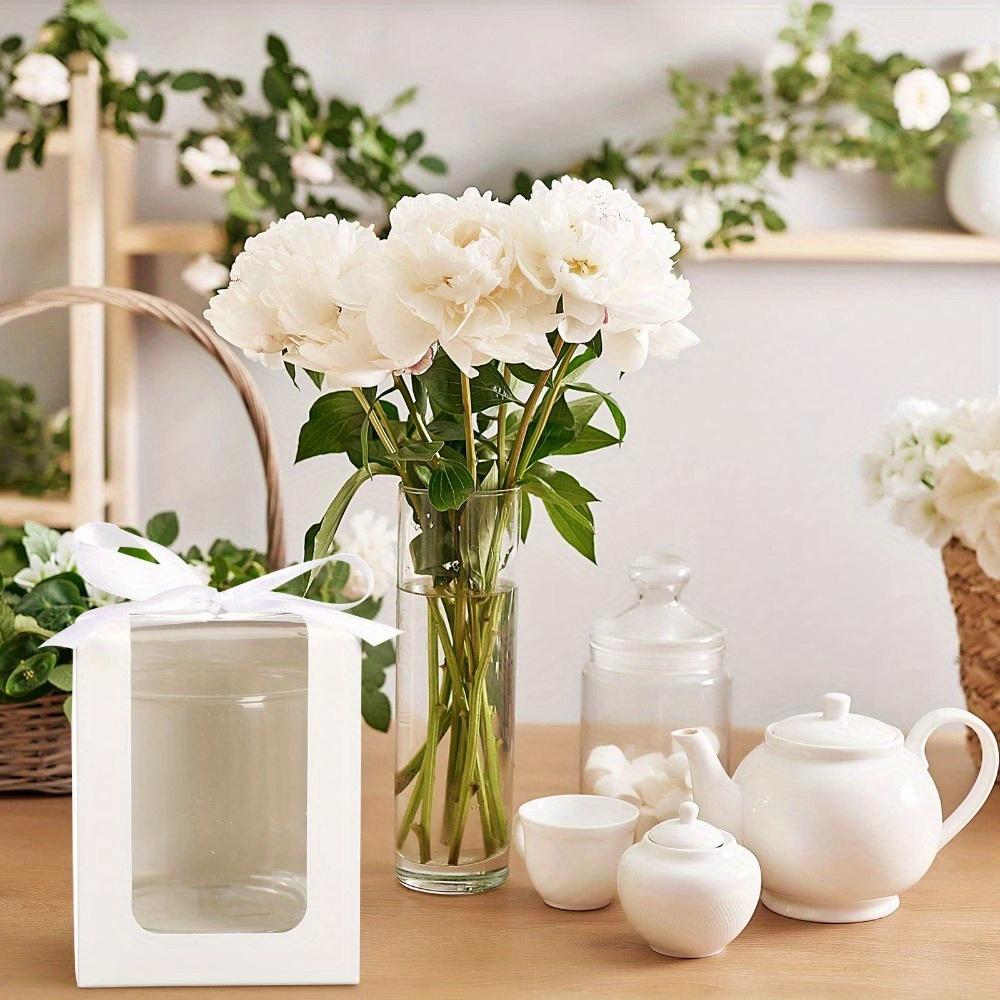 14 шт. белых бумажных подарочных коробок с прозрачным окном и белой лентой, подарочная коробка для бокалов вина, витрина для стеклянной посуды, подарочные коробки для свадьбы, дня рождения