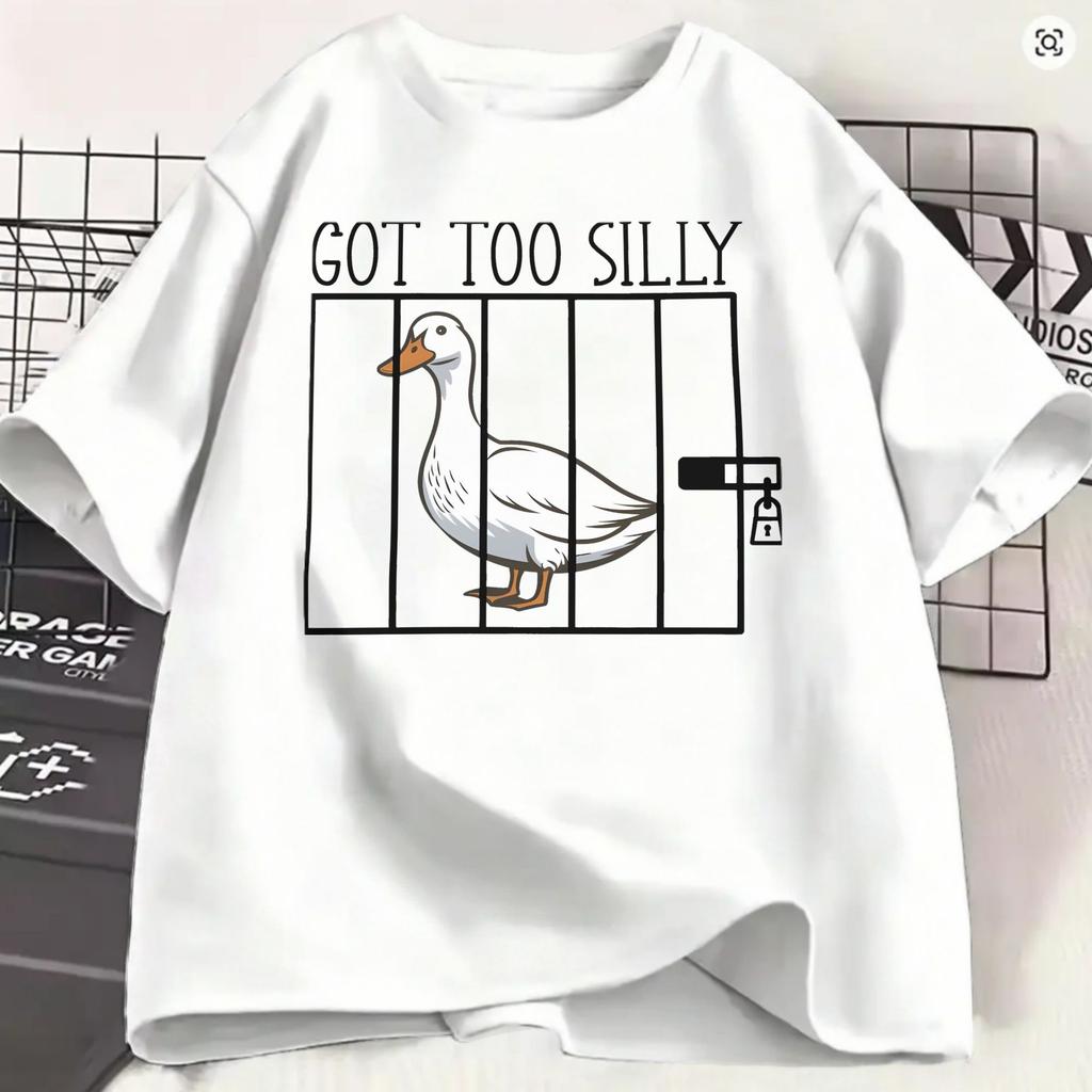 Unisex Tshirt Funny Goose Got Too Silly Unique 100 Cotton Tee Shirt Short Sleeve T Shirts Round Collar Clothing 4xl 5xl 6xl