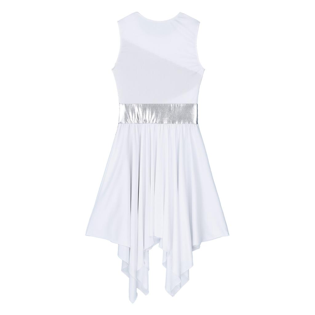 Женское танцевальное платье с цветными блоками, без рукавов, с круглым вырезом, асимметричным подолом, для выступлений, для вечеринок