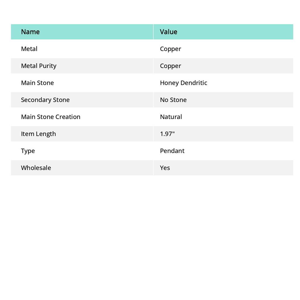 Natural Honey Dendritic Gemstone 925 Sterling Silver Jewelry Pendant 1.97" L3u19