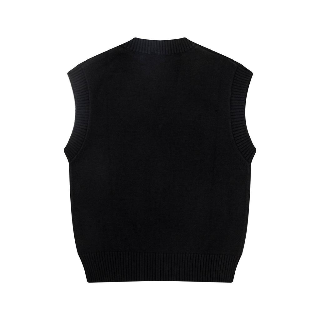 AMI 2025 Осень и Зима Мужской Новый Свитер Жилет с V-образным вырезом без рукавов для пары с красным сердцем и буквой