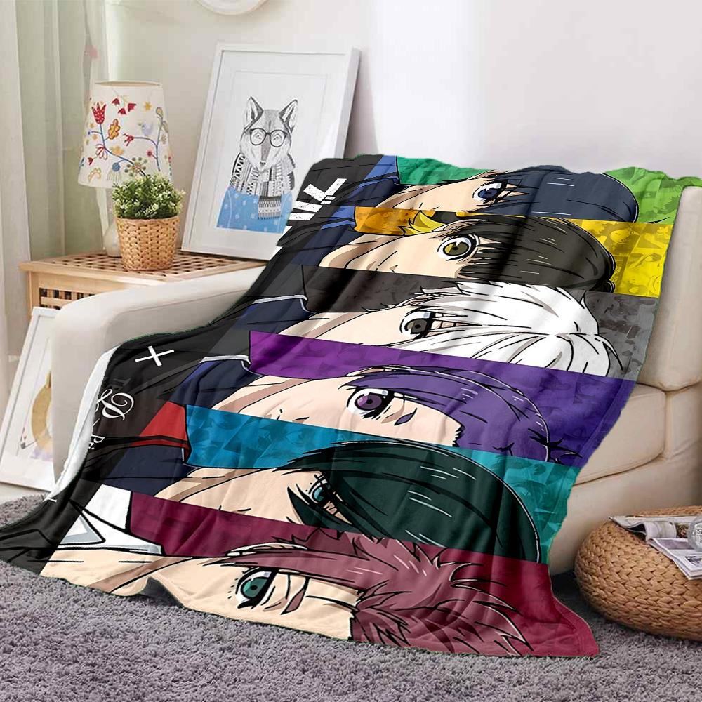 1Pc Colorful Anime Characters Flannel Blanket, Soft And Comfortable, Casual Warm, Camping Travel, Christmas, Halloween Xmas Gift S1697