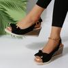 Large Size Wedge Sandals Summer New Water Platform Bow Fish Mouth Sandals Hot Sale Buckle Sandals Women