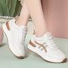 Spring and Autumn Flat White Shoes for Women Soft Leather Sports Shoes Soft Sole Comfortable Thick Sole Travel Leisure Shoes