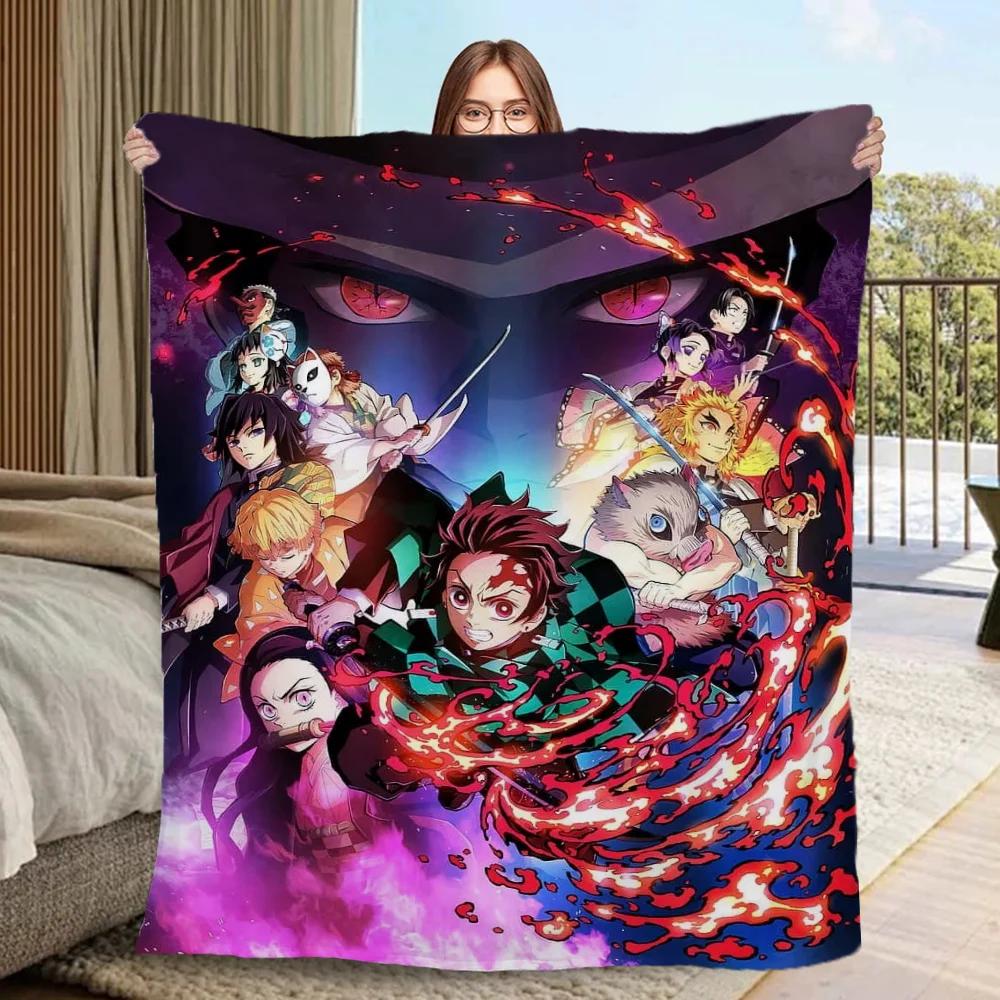Плед для дивана Роскошные пледы с персонажами D-Demon Slayer Пушистый клетчатый Большой плед Кинг-сайз Кобья Домашний интерьер