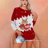 Womens Christmas Pullover Hoodie With Deer Print Red Loose Fit Oversized Sweatshirt Winter Casual Wear