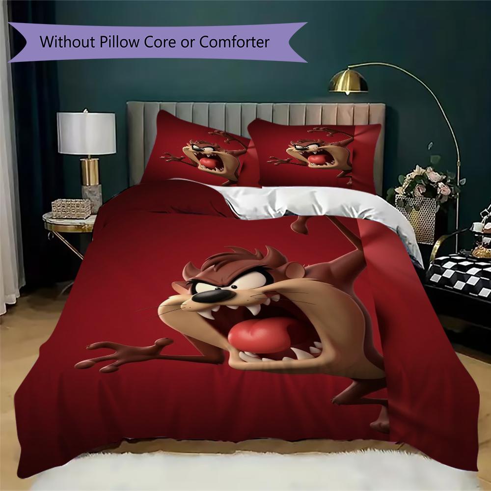 Tazmanian Devil Pattern Bedding uilt Set uilt Cover Pillowcase Home Decoration Birthday Gift (1 * duvet cover + 2 * pillowcase without core)