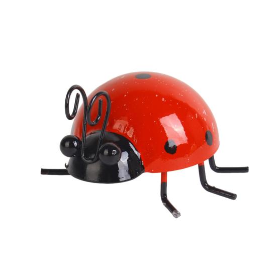 Металлическое украшение для сада в виде божьей коровки, настенный декор, скульптура божьей коровки, расписанная вручную фигурка божьей коровки для забора, дерева, крыльца, дома, патио