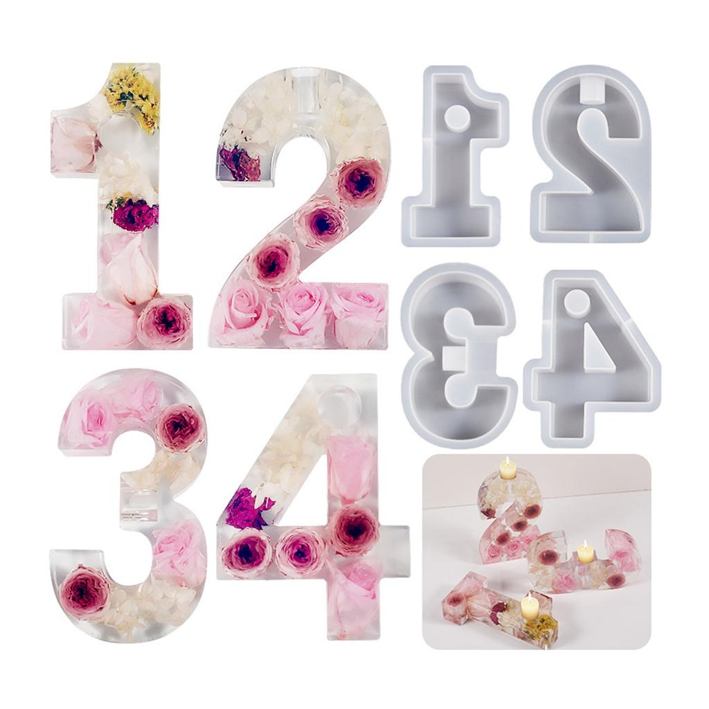 Crystal Epoxy Resin Mold Geometric Numbers Candlestick Mould DIY Candle Holder Home Decor Cement Plaster Silicone Molds