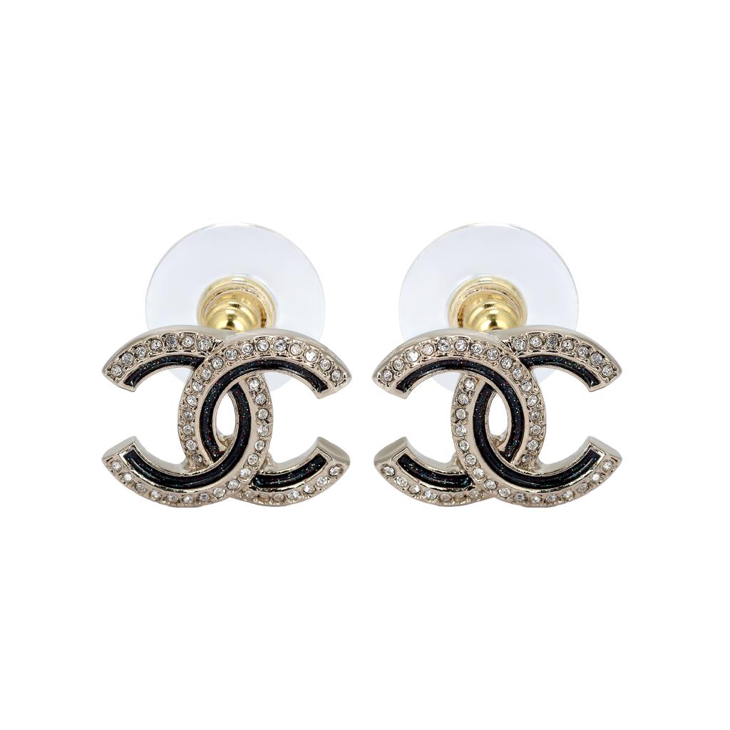 Chanel 25B Autumn Winter Floral Engraved Earrings Unisex Earrings Silver AB-25B-078