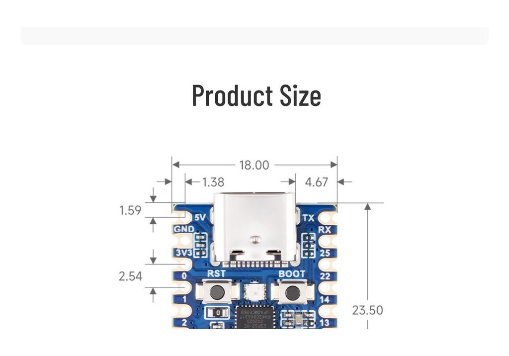 Мини-плата разработки ESP32-H2: Беспроводная поддержка BLE/Zigbee/Thread
