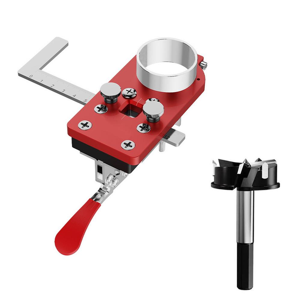 Carpenter Cabinet Door Hinges Punch 35mm Hole Drilling Guide Locator with Fixture Ruler Boring