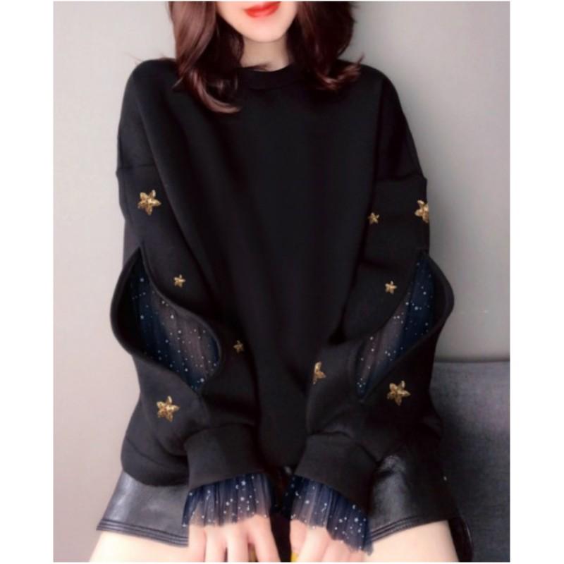 Женская осенняя повседневная толстовка с круглым вырезом и дырками, темпераментные повседневные топы