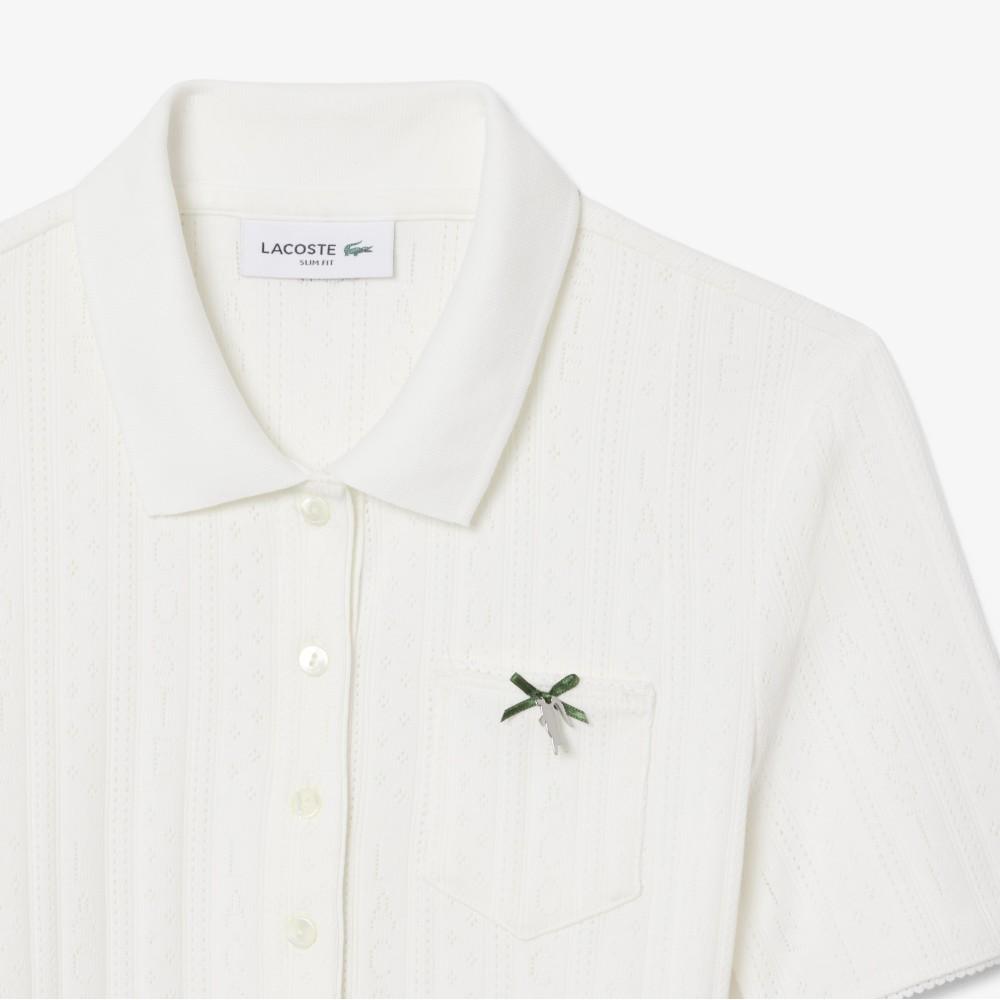 Lacoste Женское платье-поло с ажурной вязкой, с коротким рукавом EF6582-56G70V