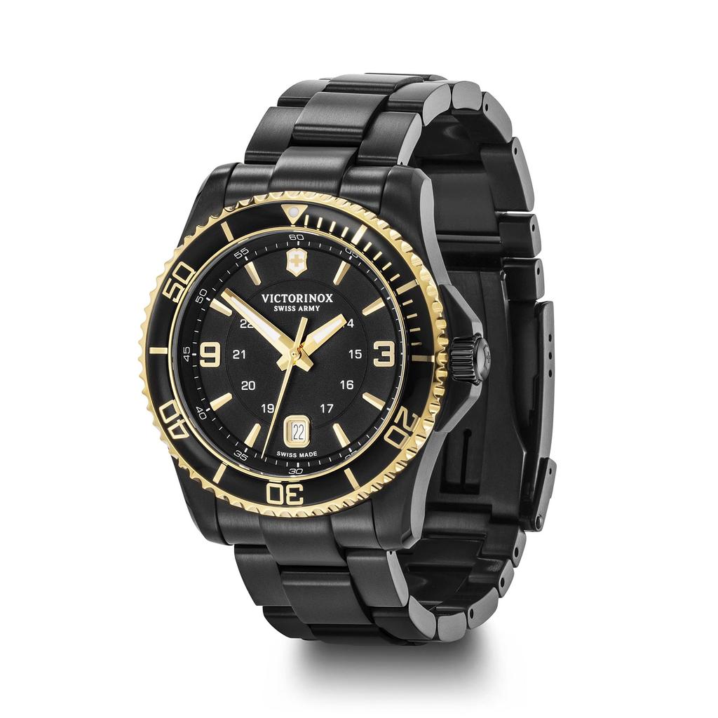 VICTORINOX MAVERICK Black Edition Black PVD Stainless Steel Case Black Black PVD Stainless Steel Officially Imported Men's Watch, (316L), Dial,