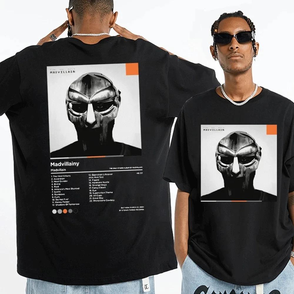 Singer Mf Doom Madlib Madvillain двусторонняя футболка с рисунком, топы, мужская свободная футболка в стиле хип-хоп, мужские и женские флисовые хлопковые футболки
