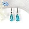 925 Sterling Silver Long Clasp Earrings Doublet Paraiba Quartz Fashion Looking for Women Wife In Party Romantic Gift