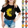 Kids Fashion Short Sleeve Round Neck Floral Printed Casual T-Shirt Top