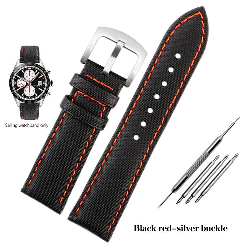 20 22 24mm Fiber Nylon Leather Watchband For TAG Heuer F1 Racing Car Diving Strap Rossini 519955 Mido Canvas Watch Band Bracelet