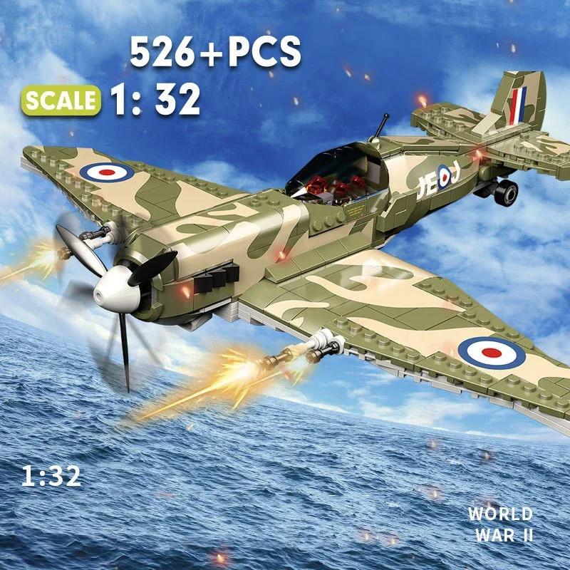 Различные типы ww2 Армия P47 Истребитель Строительные блоки Спитфайр Военный Солдат Фигурки Пилота Оружейные Кирпичики Игрушки Самолеты для детей