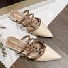 2024 Новые женские современные сандалии, летняя мода, туфли-лодочки с острым носком и заклепками, красивые туфли на высоком каблуке