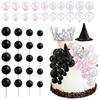 42Pcs Witch Theme Party Supplies Mini Balloons Cake Topper Fantasy Balls Silver Crown Black Witch Hat Set for Birthday Party