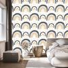 Rainbows and Butterflies Boho Wallpaper White, Cream and Light Gray 50x1000