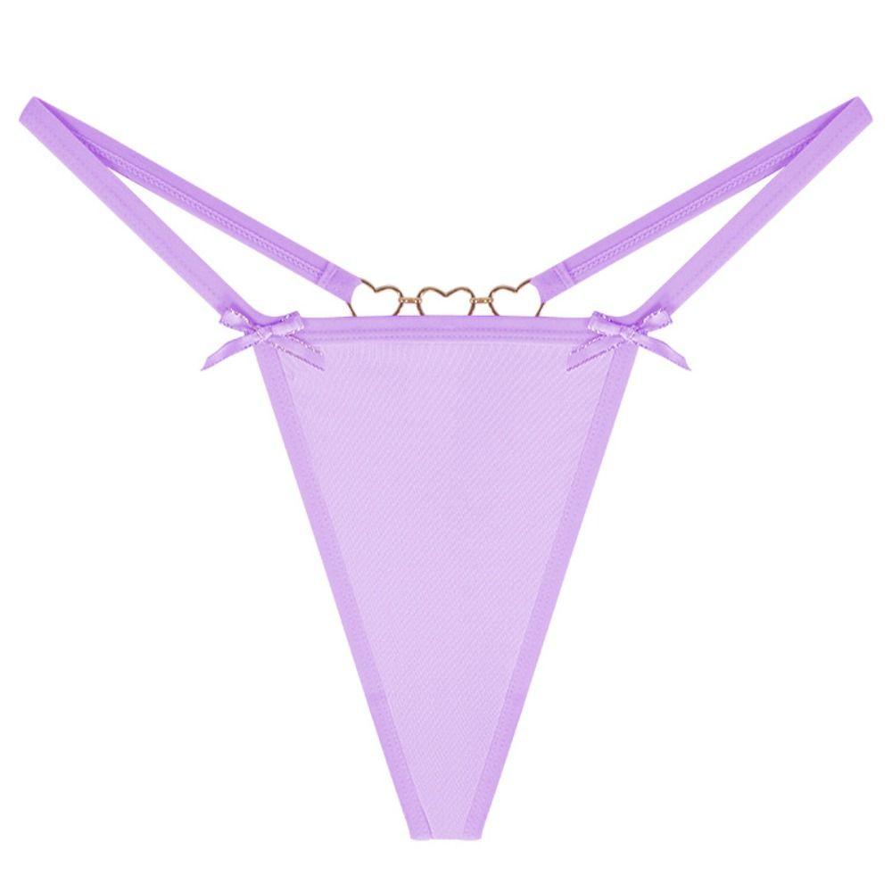 Solid Color Sexy G-String Heart Buckle Traceless Briefs Seamless Bow Thong Lady