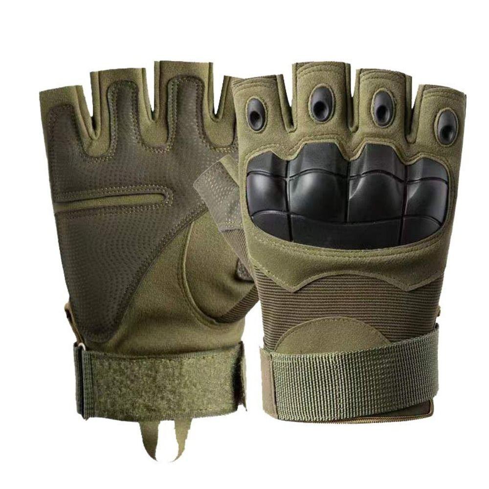 Hard Knuckles Leather Motorcycle Gloves Half Finger Mittens Fingerless Gloves Men'S Gloves
