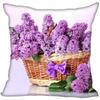 Полиэстеровая наволочка с рисунком цветка сирени, украшение для детской комнаты, наволочка, украшение для дома для гостиной