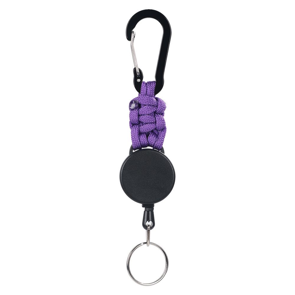 Colorful Woven Rope Anti-theft Retractable Keychain with Easy-pull Buckle for Outdoor Use