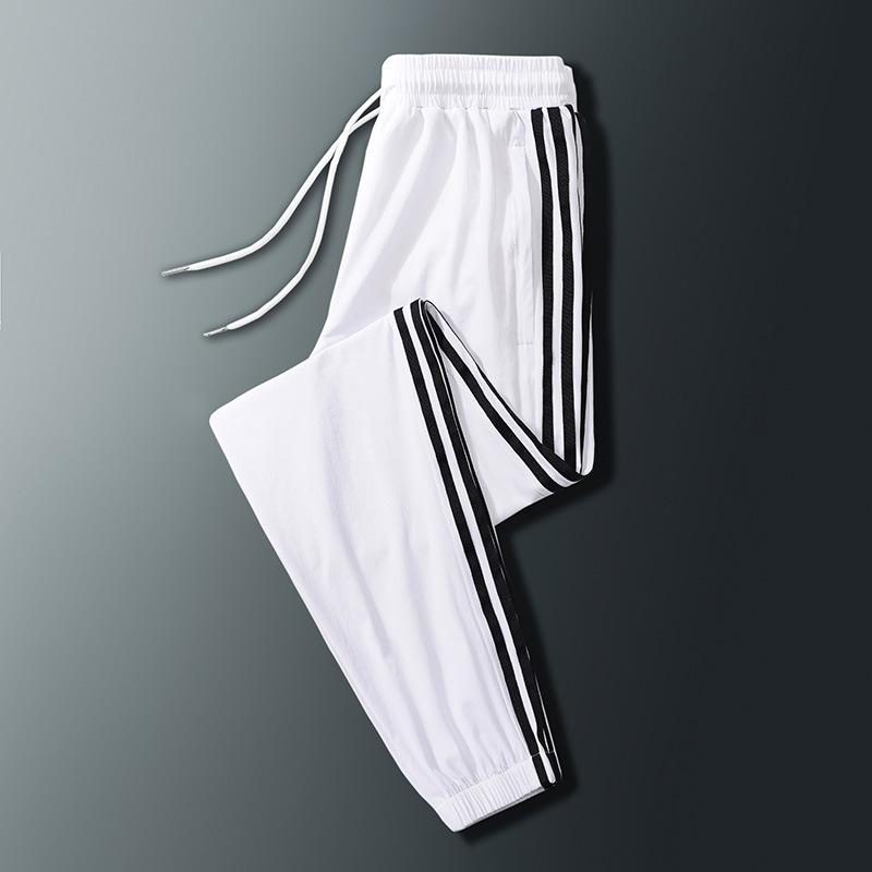 Мужские повседневные спортивные штаны, мужские базовые брюки, спортивный костюм, тонкие дышащие спортивные брюки с боковой полосой