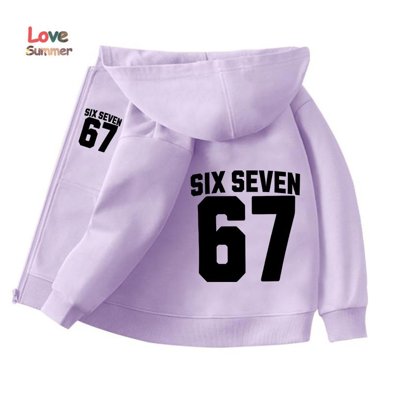 67 Толстовка на молнии унисекс Six Seven Итальянский Brainrot Харадзюку С капюшоном Весна Осень Повседневная Тонкая верхняя одежда Детская одежда Подарок