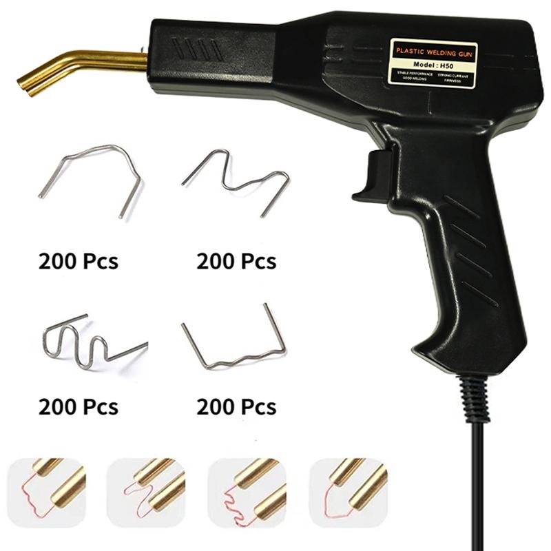 Plastic Welder Gun Car Bumper Soldering Machine with 4 Types of Staples for Bumper Kayak Plastic Product Repairs Welding Tool