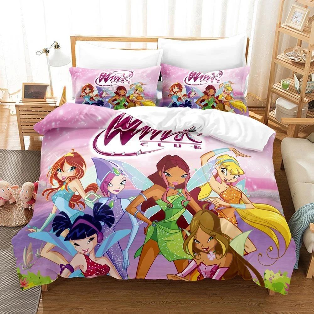 Коллекция постельного белья Winx Sleep Односпальный Размер Односпальный Размер Полный Queen Размер King Размер Размер Коллекция кроватей Подростковая Девочка Спальня Комплекты пододеяльников 3D